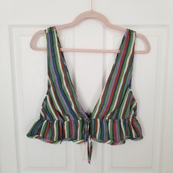 Anthropologie striped smocked crop top - Picture 2 of 9